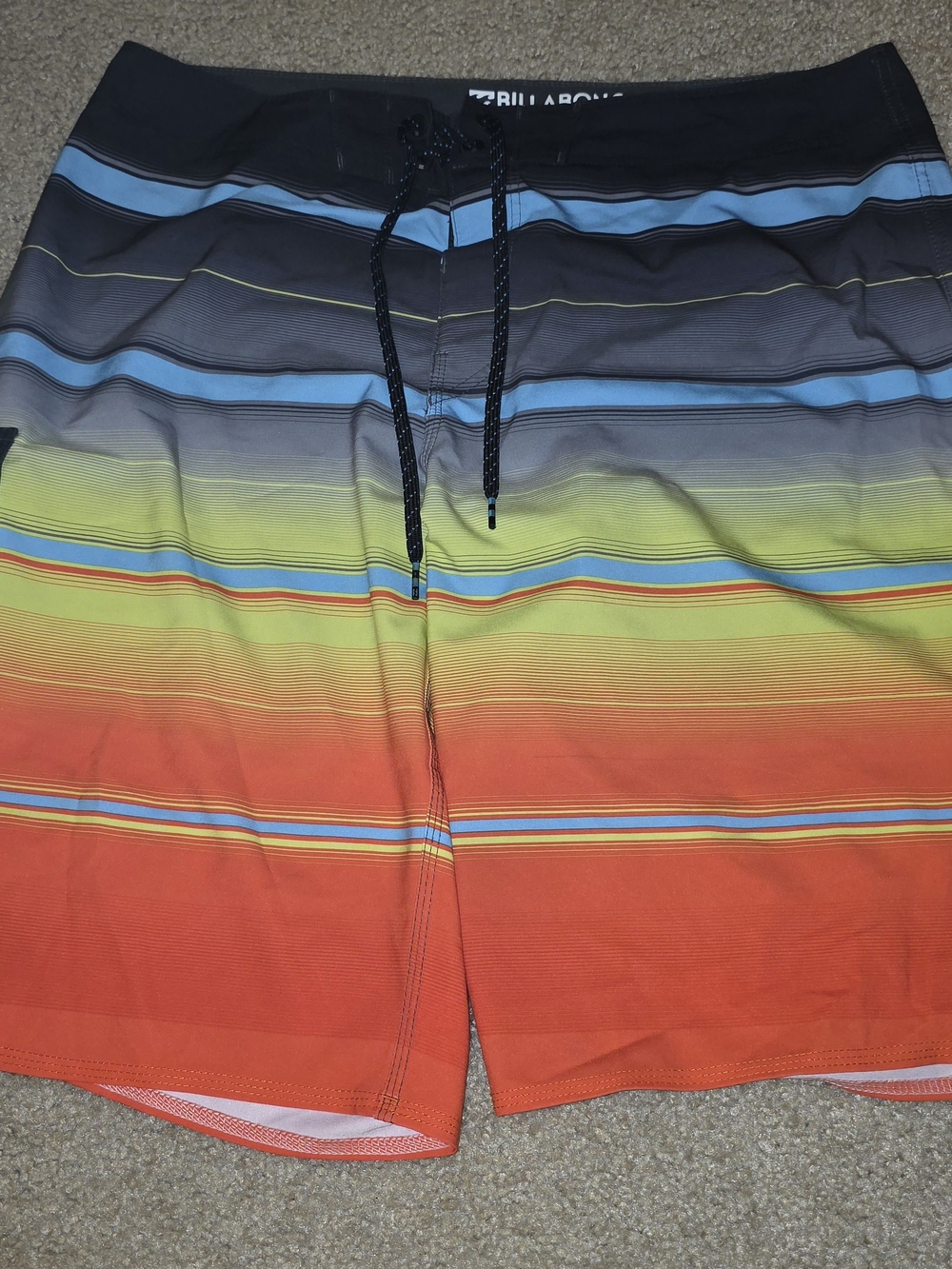 Billabong All Day Platinum X Mens Striped Board Shorts Drawstring Pocket 36